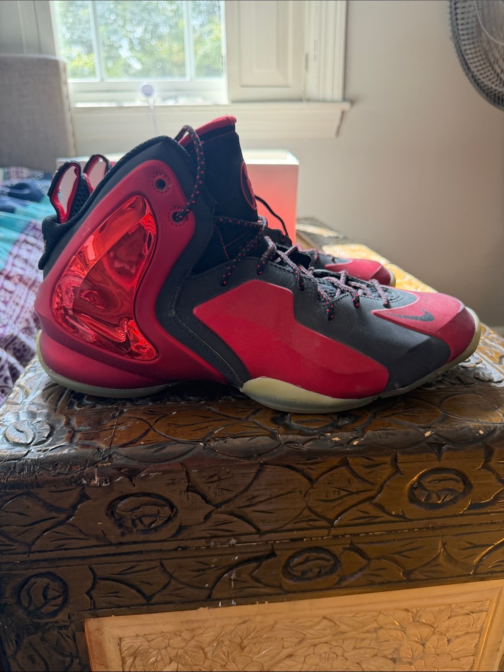 Nike Kids Red and Black High-Top Sneakers